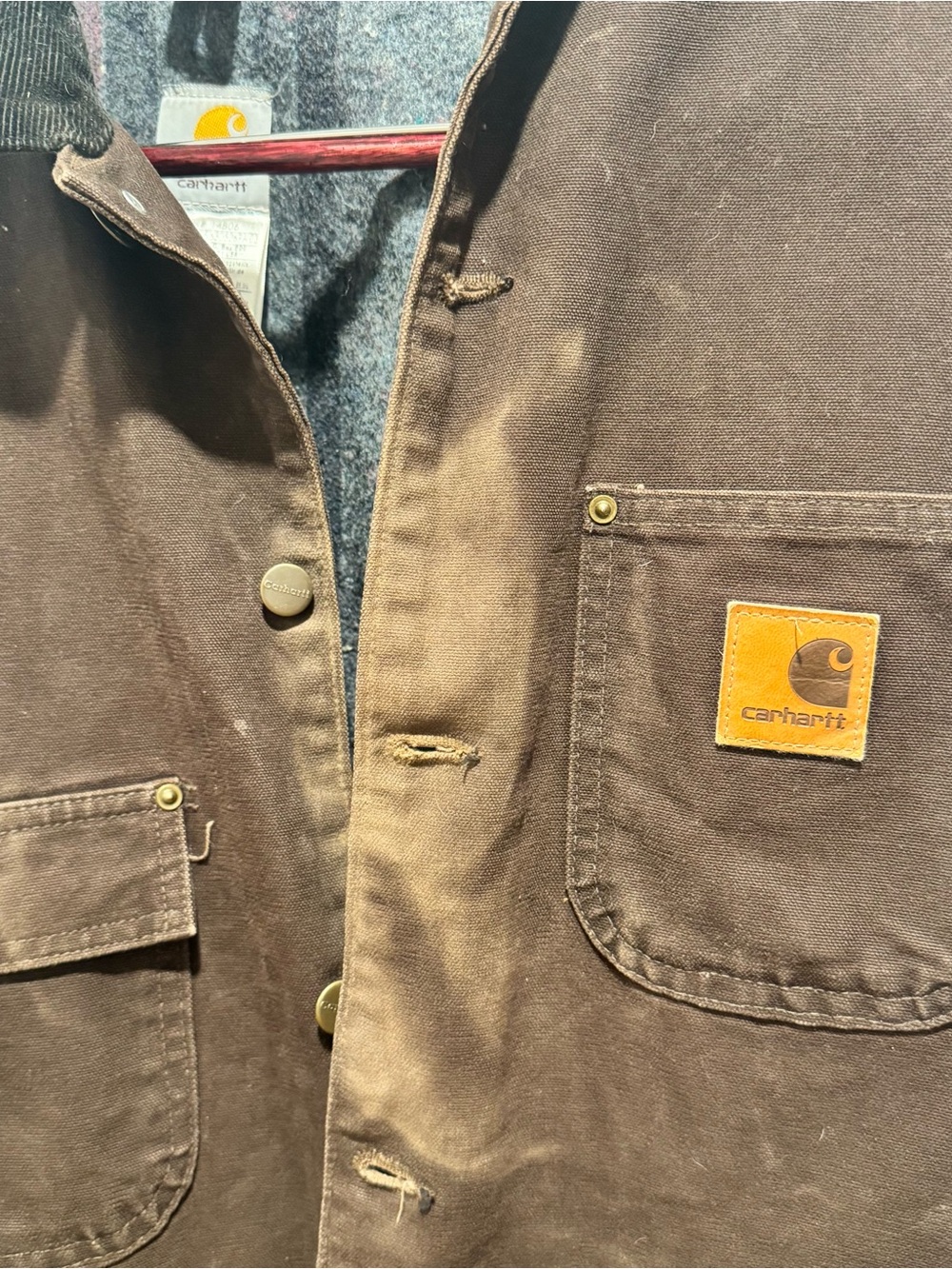 Vintage Carhartt Men’s Dark Brown Chore Jacket with Blanket Lining and Corduroy - Picture 5 of 5
